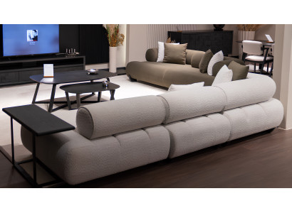 Wohnzimmer-Set: 4+3 Sitzer Farbe Weiß Braun Modernes Design - 2tlg.