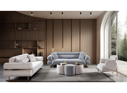 Schönes großes Set für das Wohnzimmer 3+3+1-Sitzer Couchtisch 4 Teile
