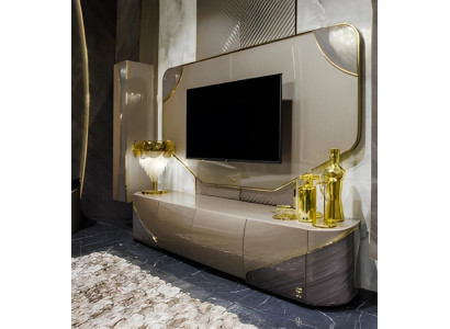 Beiger Moderner TV-Ständer Designer Fernsehunterschrank Luxus Möbel