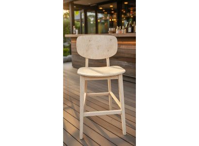 Moderner Stuhl aus Holz mit ergonomischer Sitzfläche Beige