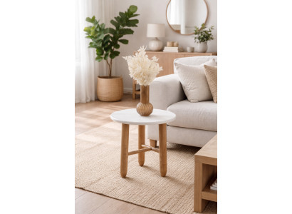Schicker Beistelltisch Moderner Wohnzimmer Weißer Holztisch