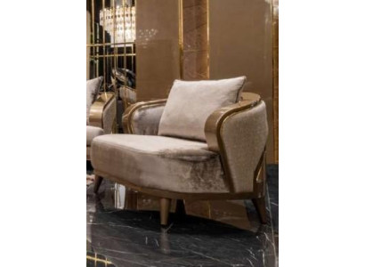 Beiger Designer Sessel Luxuriöser Lounge-Sessel Goldverzierung Möbel