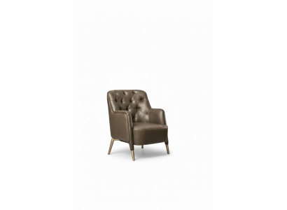 Moderner Sessel Bronze-braune Minimalistischer Stil Hochwertiges Leder
