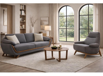 Sofa und Sessel Set mit Holzrahmen für modernes Wohnen hochwertige Möbel