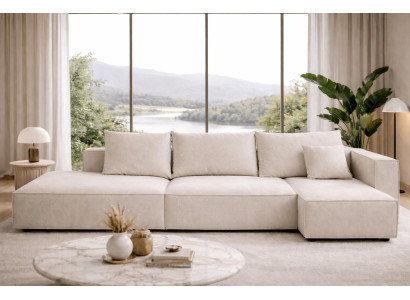 Moderne Eckcouch im Beige mit Bequemen Kissen für Ihr Wohnzimmer Hochwertige