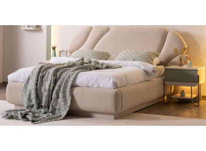Nachttisch Schlafzimmerbett Stil modern Farbe beige Schlafzimmer Holz