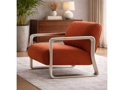 Moderner Oranger Wohnzimmer Sessel Stilvoller Polstersessel Sitzmöbel