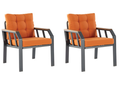 Sessel Orange Farbe Moderner Stil Metallrahmen Holzarmlehnen Neu