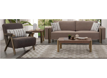 Modernes Sofa-Set Minimalistischer Stil Braune Farbe Glatte Ecken