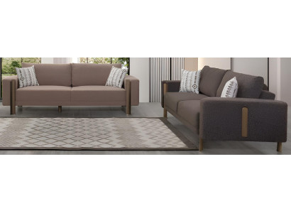 Modernes Sofa-Set Minimalistischer Stil Holzrahmen Braun Glatte Kanten