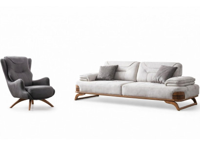 Wohnzimmer Set Modern Mehrfarbig Designer-Bergère Komfortabel Stoff