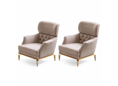 Wohnzimmer Set Modern Mehrfarbig Designer-Bergère Komfortabel Stoff