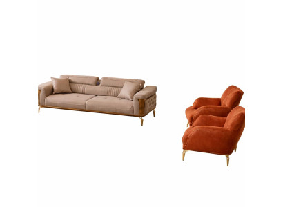 Wohnzimmer Set Modern Mehrfarbig Designer-Bergère Komfortabel Stoff