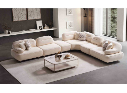 Ecksofa Stil modern Farbe beige weich bequem groß Wohnzimmer neu Holz