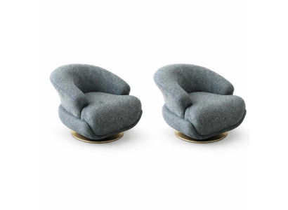 Wohnzimmer Set Modern Blau Designer-Bergère Komfortabel Minimalismus