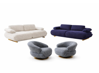 Wohnzimmer Set Modern Mehrfarbig Designer-Couch Komfortabel Stoff