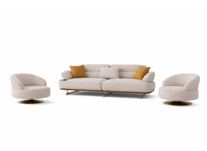 Wohnzimmer Set Modern Weiß Couch Bergère Designer-Set Minimalismus