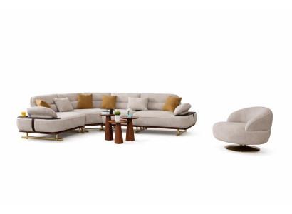 Wohnzimmer Set Modern Weiß Ecksofa Bergère Designer-Set Minimalismus