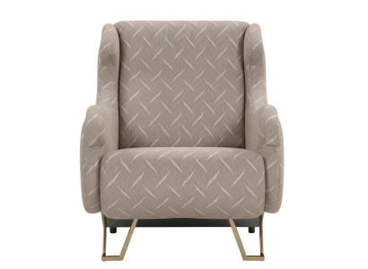 Moderner Sessel Neoklassischer Stil Hellbeige Holzrahmen Glatte Ecken