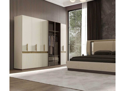 Luxuriöser 6-türiger Schrank mit zwei Glastüren für das Schlafzimmer