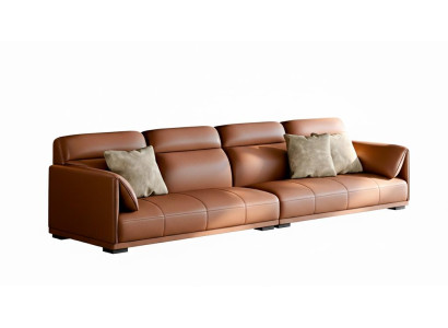 4-Sitzer-Sofa Orange Farbe Moderner Stil Weiche Armlehnen Kunstleder