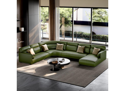 Ecksofa U-Form Grüne Farbe Moderner Stil Großes Sofa Kunstleder Neu