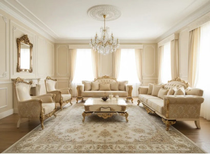 Wohnzimmer Set 3+3+1+1-Sitzer, Couchtisch im klassischen Stil