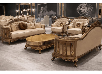 Wohnzimmer Set mit 3+3+1+1-Sitzern und Couchtisch im klassischen Stil