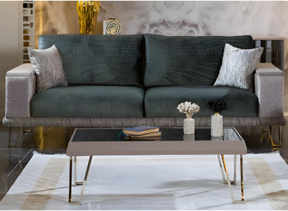 Luxuriöses Sofa-Set Grüne Farbe Hohe Beine Modernes Design Holzrahmen