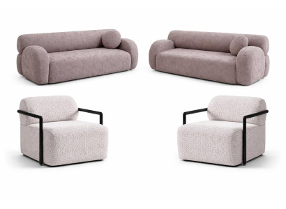 Wohnzimmer Set Modern Mehrfarbig Designer-Sofa Komfortabel Sessel