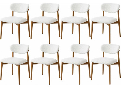 8x-Stuhl Stil modern Farbe braun weiß neu Holz weich Stoff Minimalismus