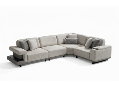 Wohnzimmer Set Modern Grau Designer-Ecksofa L-Form Komfortabel Stoff