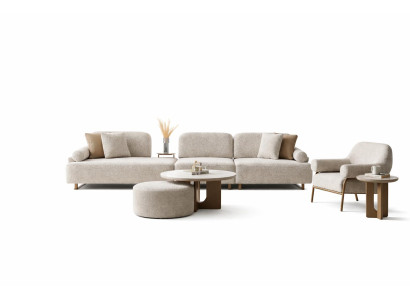 Wohnzimmer Set Modern Weiß 5-Sitzer Sofa Designer-Set Minimalismus