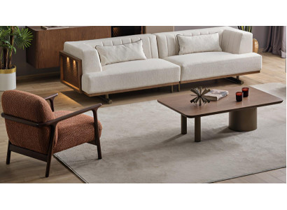 Designer Wohnzimmer Set: 4-sitzer Sofa, Sessel, Couchtisch.