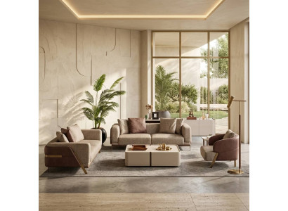 Modernes Wohnzimmer-Set mit 3+3+1 Sitzern im stilvollen Design