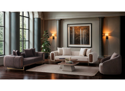 Modernes Wohnzimmer-Set mit 3+3+1 Sitzern im eleganten Stil