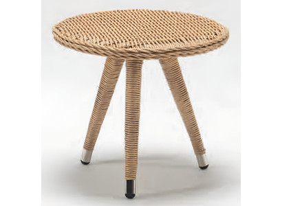 Rattan Beistelltisch mit geflochtener Tischplatte und vier Beinen