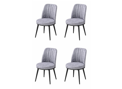 4x Stühle Stil modern Farbe grau neu Esszimmer gepolstert bequem kompakt