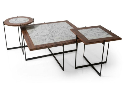 Wohnzimmer-Set mit Couchtisch und 2 Beistelltischen im modernen Design