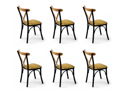6x Stühle Stil modern Farbe gelb neu kompakt vielseitig bequem weich