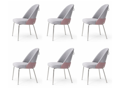 6x Stühle Stil modern Farbe grau weich bequem neu Esszimmer Stoff
