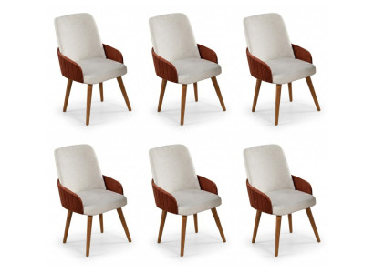 6x Stühle Stil modern Farbe weiß neu Esszimmer weich bequem Stoff