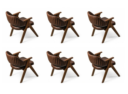 6x Stühle Stil modern Farbe braun neu bequem Wohnzimmer komfortabel