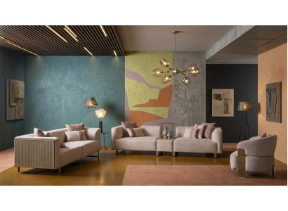 Exklusives Wohnzimmer Set: 2 Sofas raffinierter Sessel für stilvolle Interieurs