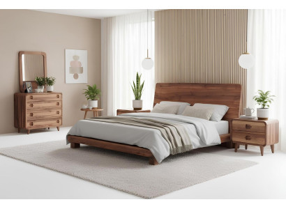 Bett 2x Nachttisch Schminktisch Schlafzimmer Stil modern Farbe braun neu