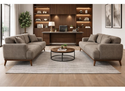 2x 3 Sitzer Sofa Stil modern Farbe braun neu weich bequem Wohnzimmer