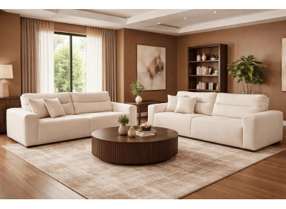 2x 3 Sitzer Sofa Stil modern Farbe weiß praktisch gemütlich Wohnzimmer