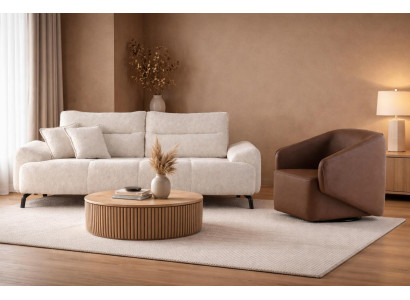 3 Sitzer Sofa Sessel Wohnzimmer Stil modern Farbe weiß braun neu bequem