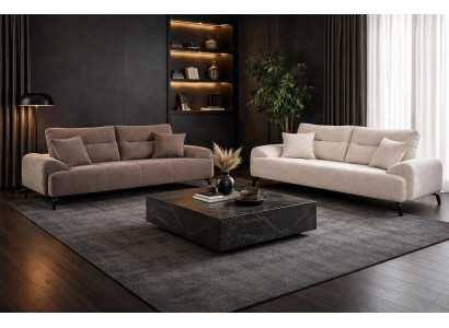 2x 3 Sitzer Sofa Stil modern Farbe weiß braun neu bequem praktisch
