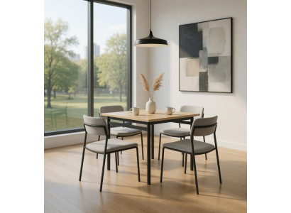 Quadratischer Couchtisch aus Holz Creme Anthrazit Modern
